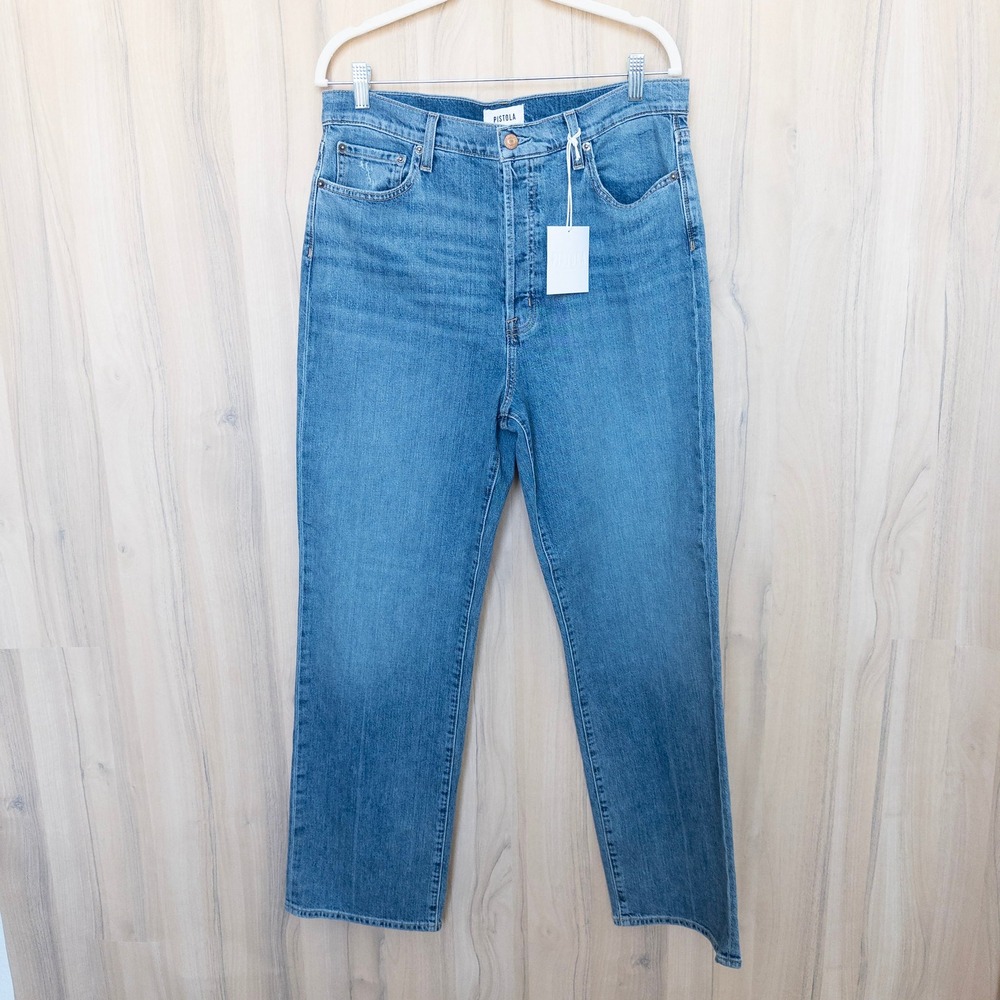 Pistola Womens Cassie Jeans 32 Blue Super High Rise Straight Leg‎ Denim NWT
